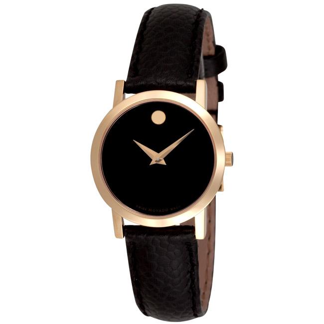 Movado Womens Museum Classic Black Leather Strap Watch