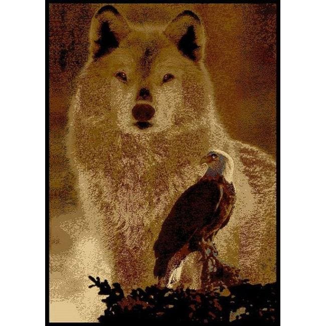 Alexa Cameo Wolf/ American Eagle Brown Rug (53 x 79)