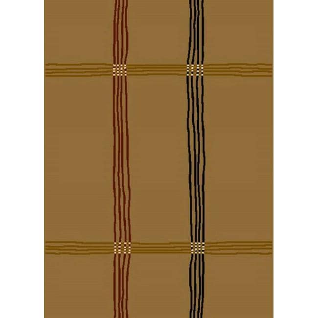 Alexa Cameo Loose Yarn Strings Brown Rug (53 x 79)
