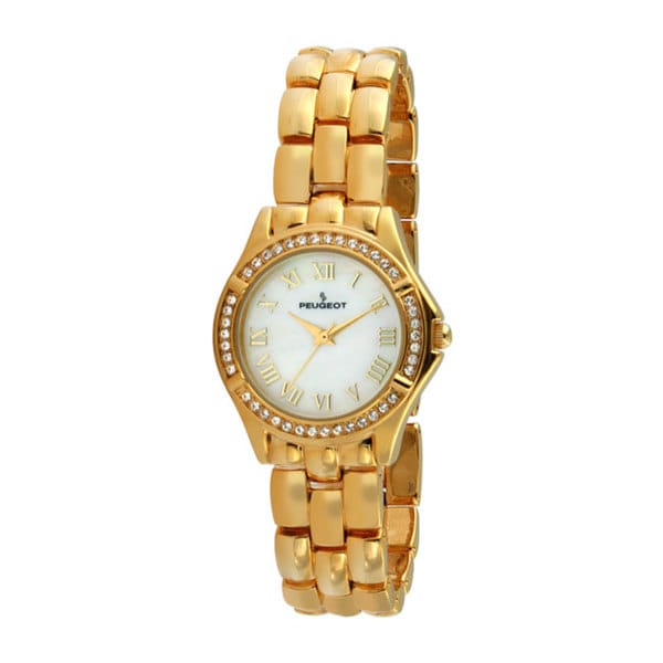 Peugeot Women's Crystal Bezel Goldtone Bracelet Watch - 14091460 ...