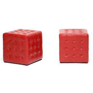 slide 2 of 2, Siskal Red Modern Cube Ottoman (Set of 2)
