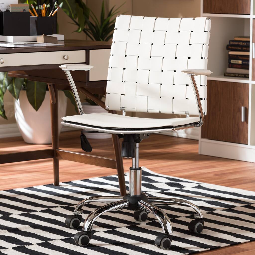 Baxton Studio Vittoria White Leather Modern Office Chair