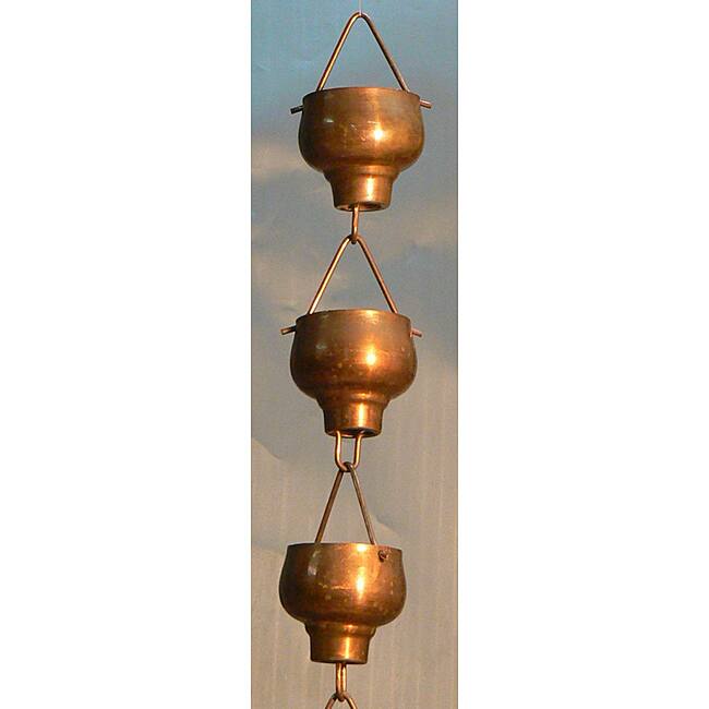 Monarch Rain Chains Pure Copper Hibiki Rain Chain 8 1/2 Foot Length Inclusive of Installation Hanger