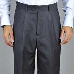 Men's Black Single-pleat Dress Pants - Free Shipping On Orders ...