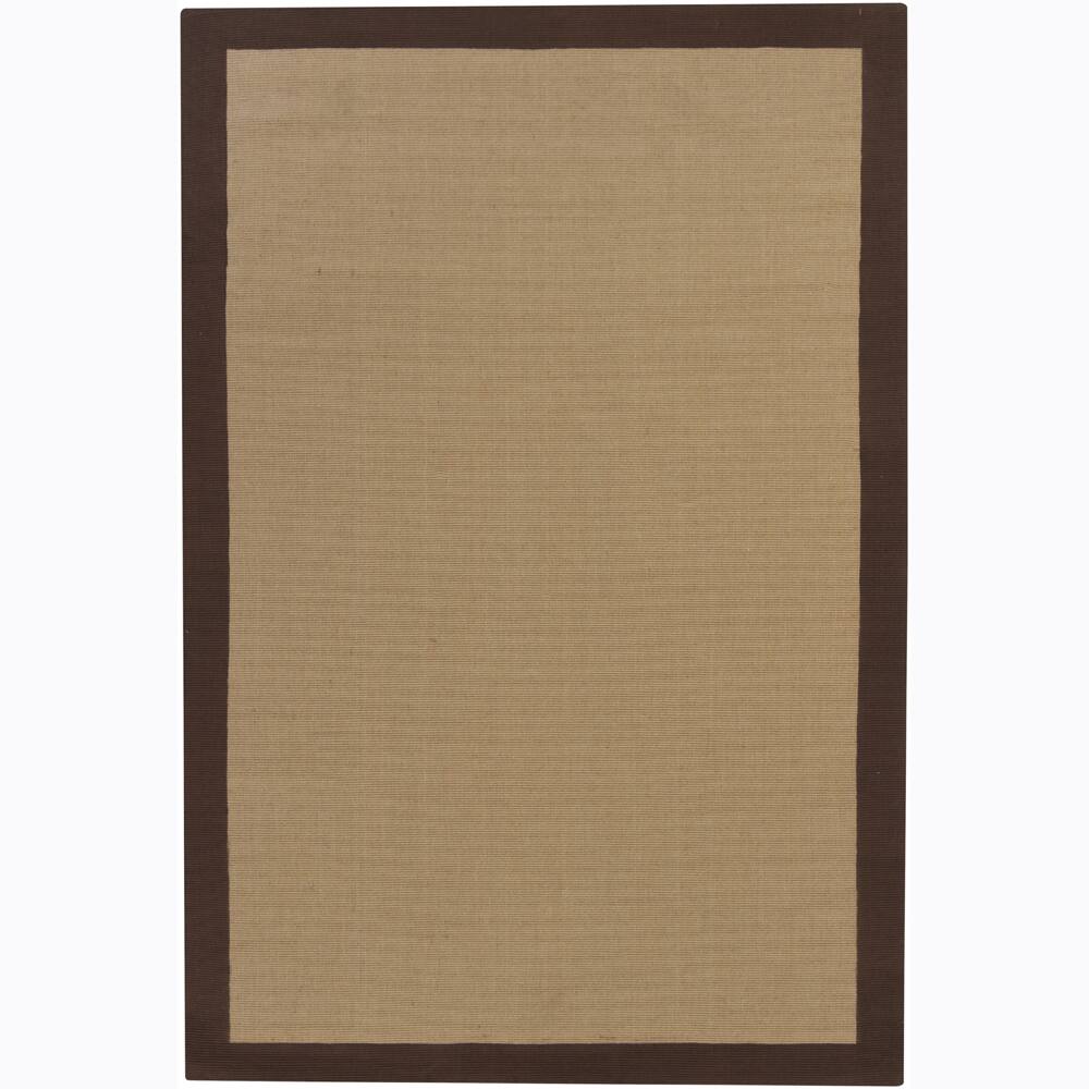 Hand-woven Mandara Brown Border Rug (7' x 10')