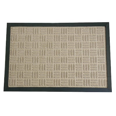 Rubber-Cal "Wellington" Rubber Backed Carpet Doormat - 3 x 5 feet - Tan Polypropylene Mat