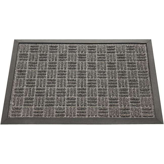 Rubber-Cal "Wellington" Rubber Backed Carpet Doormat - 3 x 5 feet - Charcoal Polypropylene Mat