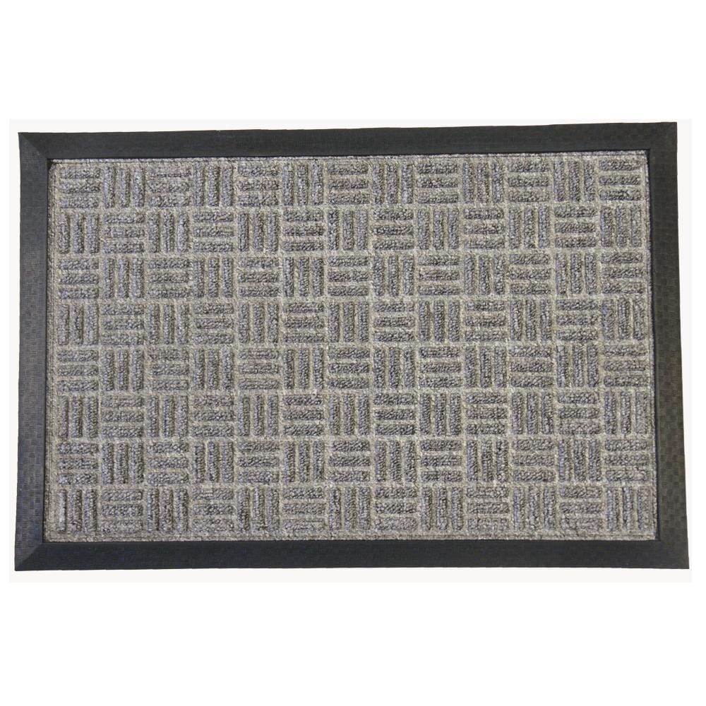 Rubber-Cal Wellington Rubber Backed Carpet Doormat - 16 x 24 Inches - Gray Polypropylene Mat