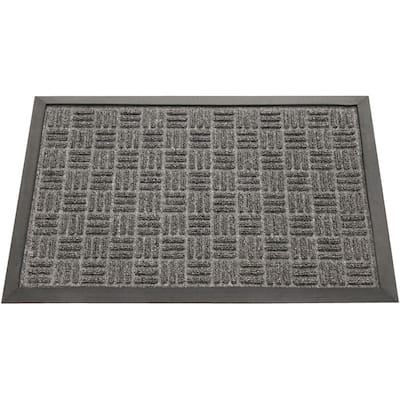 Rubber-Cal "Wellington" Rubber Backed Carpet Doormat - 18 x 30 inches - Charcoal Polypropylene Mat