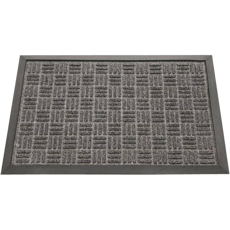 Rubber-Cal "Wellington" Rubber Backed Carpet Doormat - 16 x 24 inches - Charcoal Polypropylene Mat - 18x30