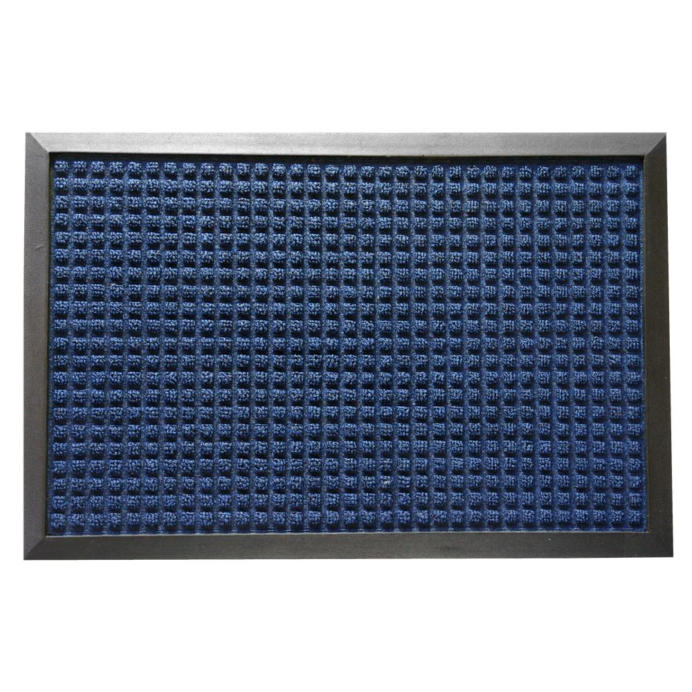 Rubber-Cal Nottingham Rubber Backed Carpet Mat - 3 x 5 feet - Blue  Polypropylene Mat