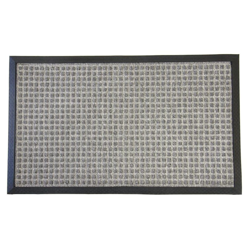 Rubber-Cal "Nottingham" Rubber Backed Carpet Mat - 16 x 24 inches - Gray Polypropylene Mat