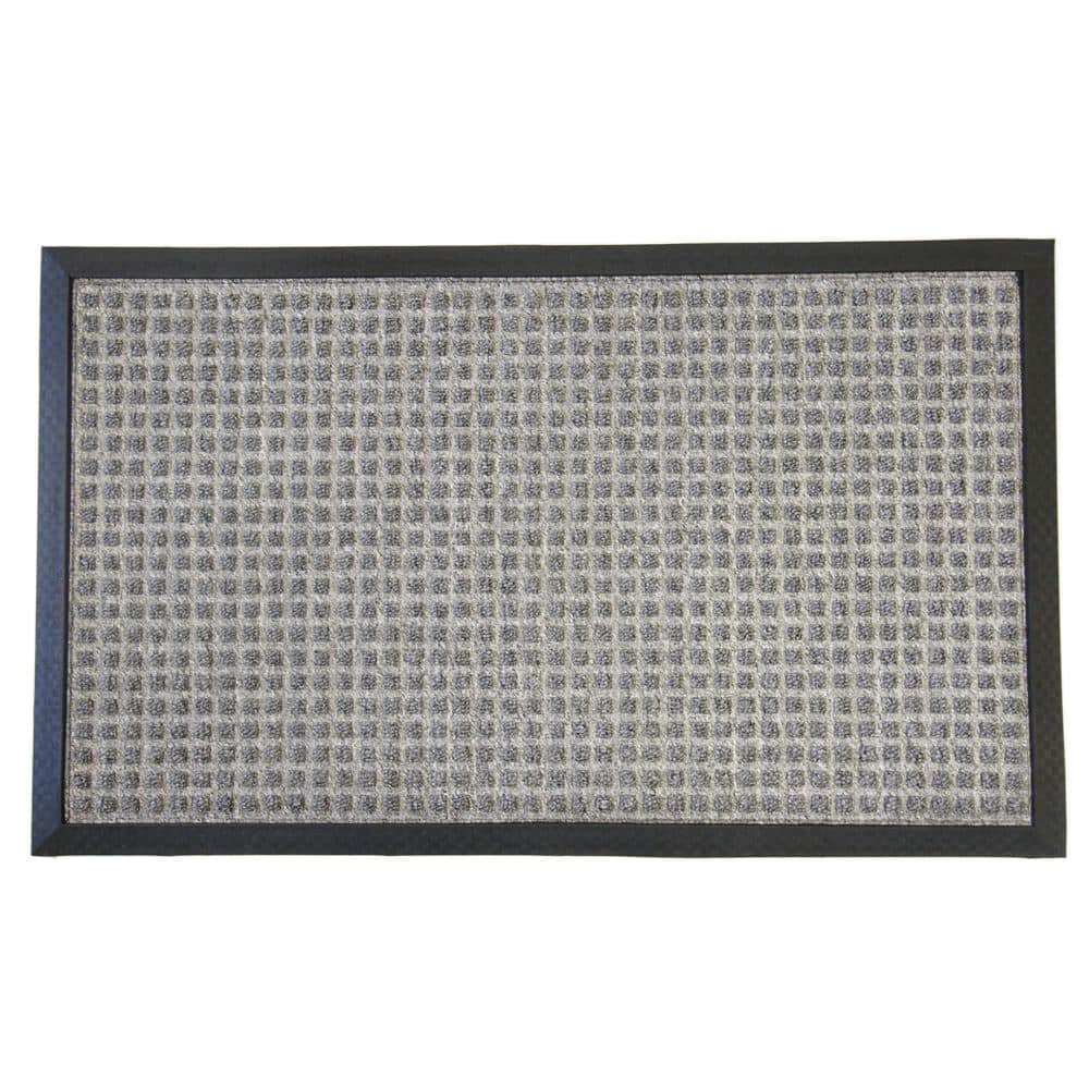 Rubber-Cal "Nottingham" Rubber Backed Carpet Mat - 16 x 24 inches - Gray Polypropylene Mat