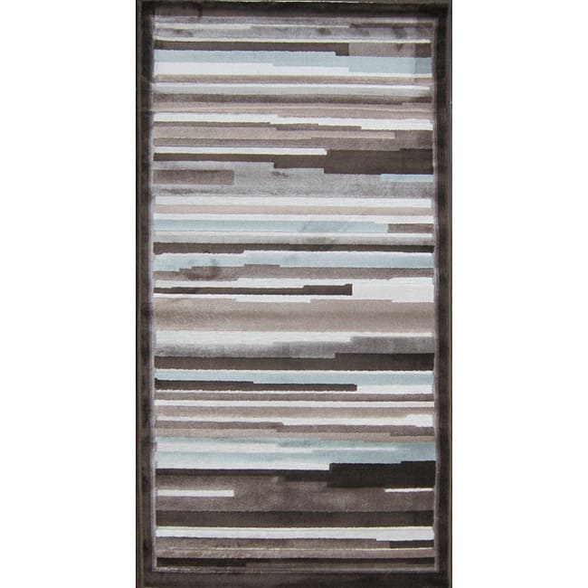 Madison Blue/ Brown Round Rug