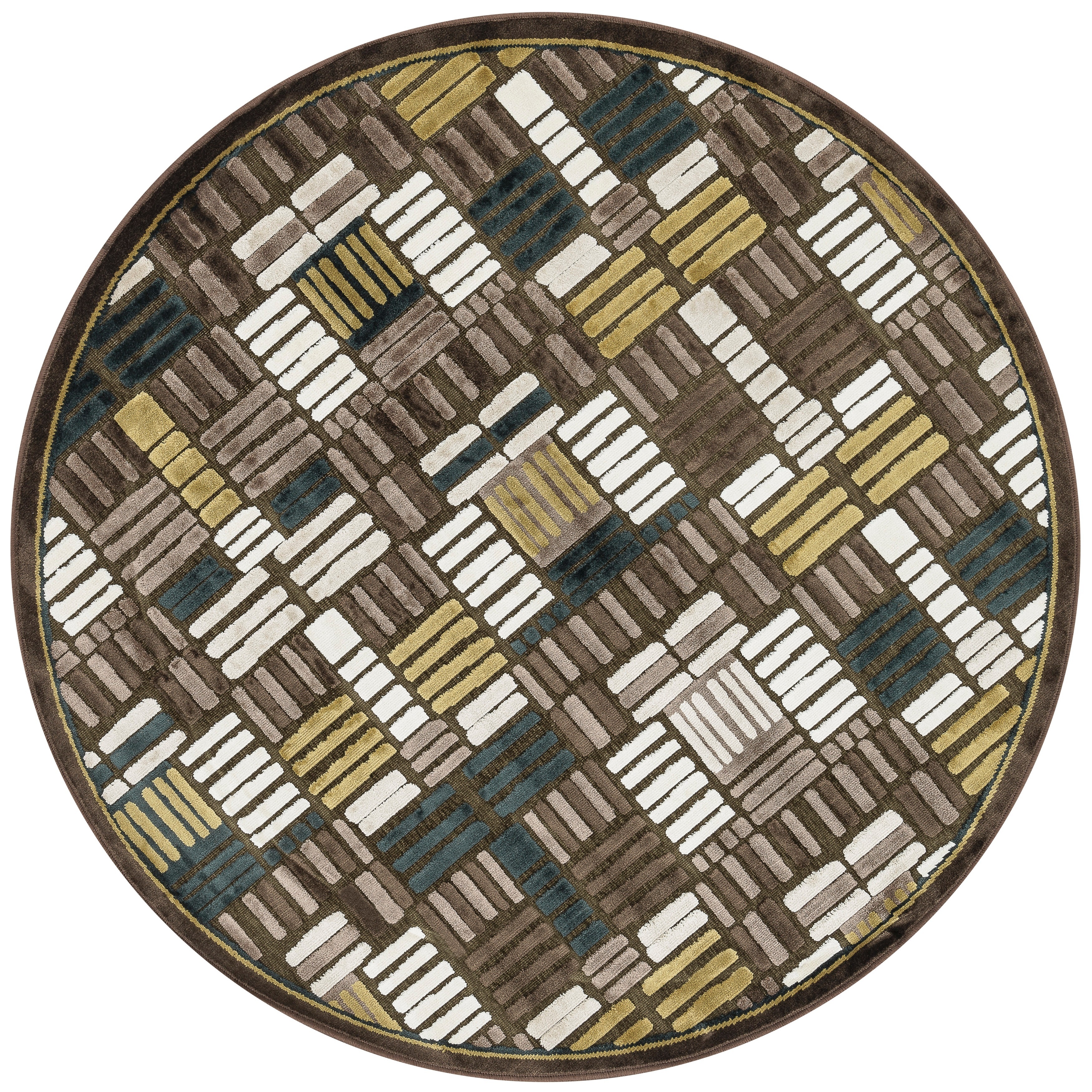 Madison Brown/ Teal Rug (310 Round)