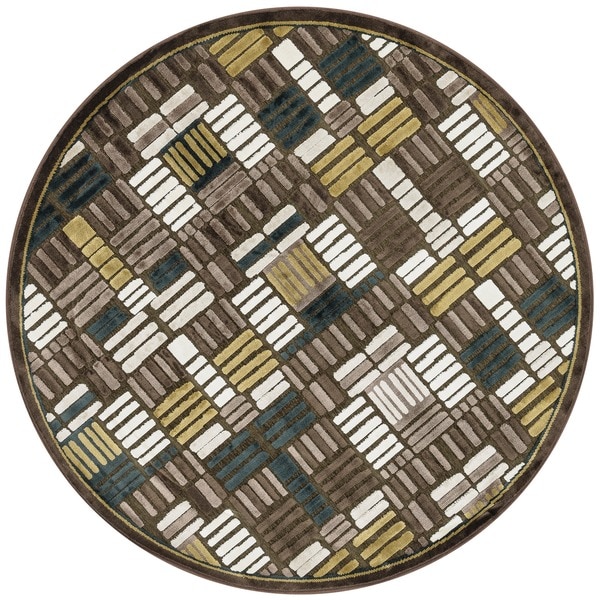 Madison Brown/ Teal Rug (3'10 Round) Alexander Home Round/Oval/Square