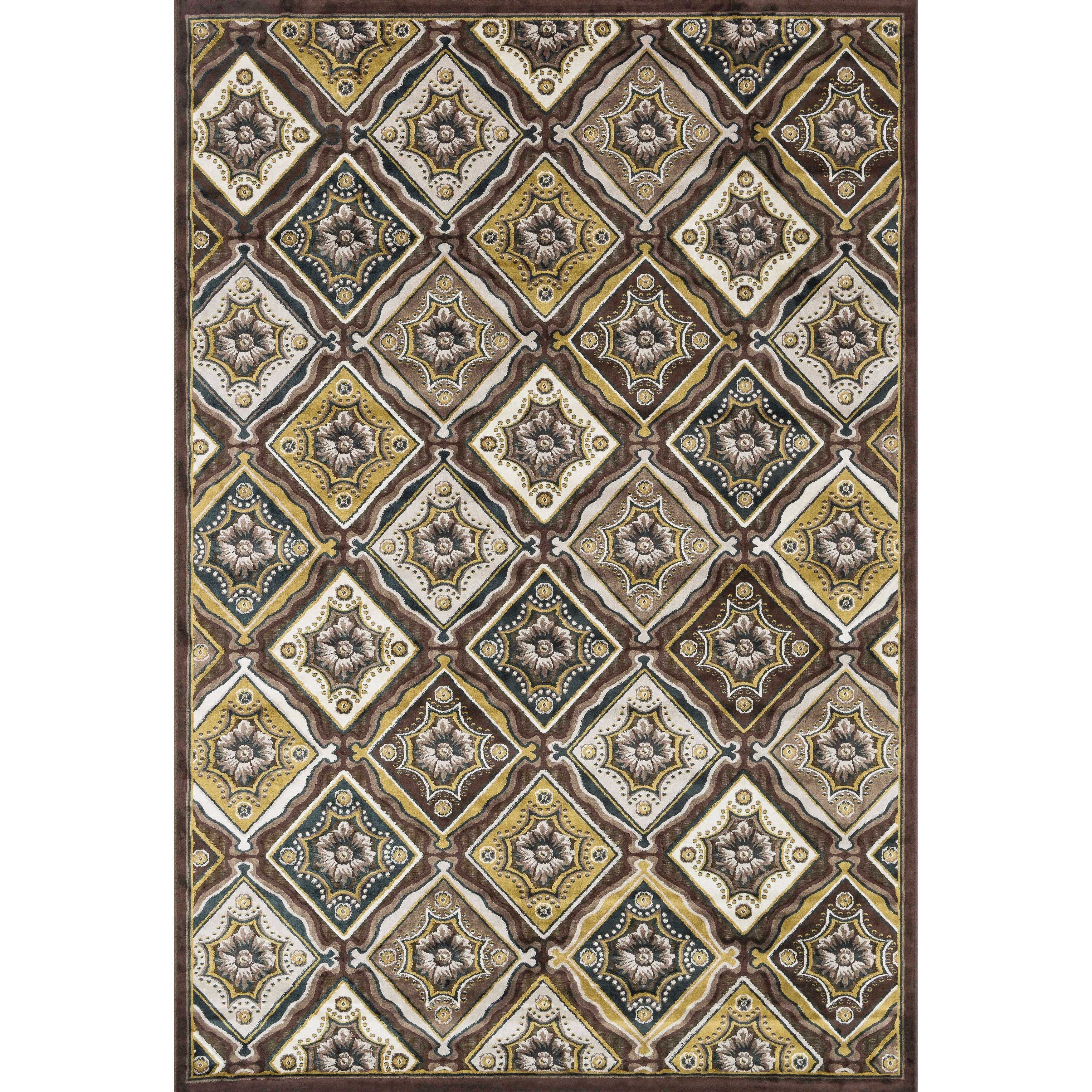 Madison Light Brown/ Teal Rug (77 X 106)