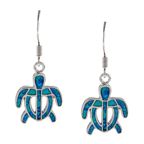 Shop La Preciosa Sterling Silver Created Blue Opal Tortoise Earrings ...