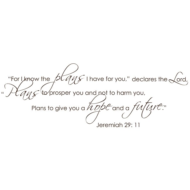 Jeremiah 29:11 Dark Brown Vinyl Wall Art - Free Shipping On Orders Over ...