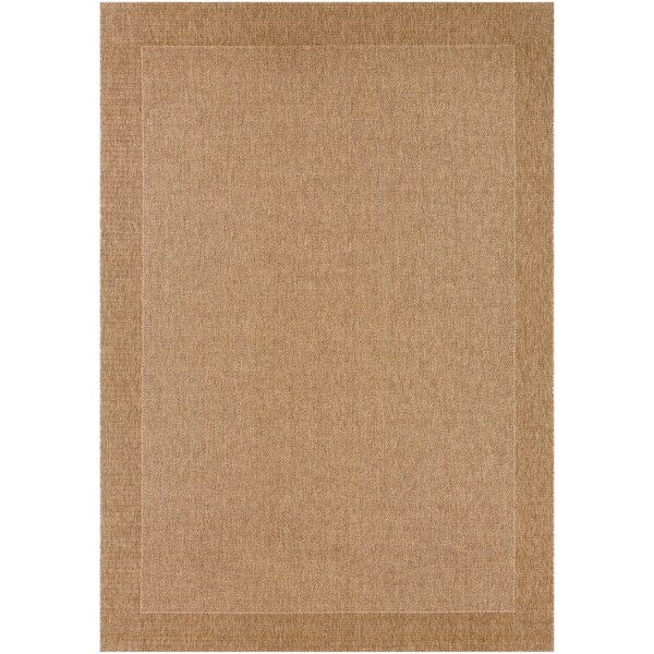 Woven Punjabi Brown Indoor/ Outdoor Border Area Rug - 7'10 x 11'1