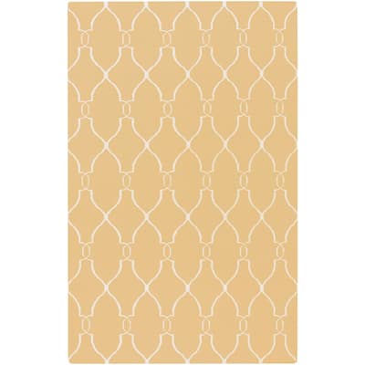 Hand-woven Min Sunflower Yellow Flatweave Wool Area Rug - 3'6" x 5'6" - 3'6" x 5'6"