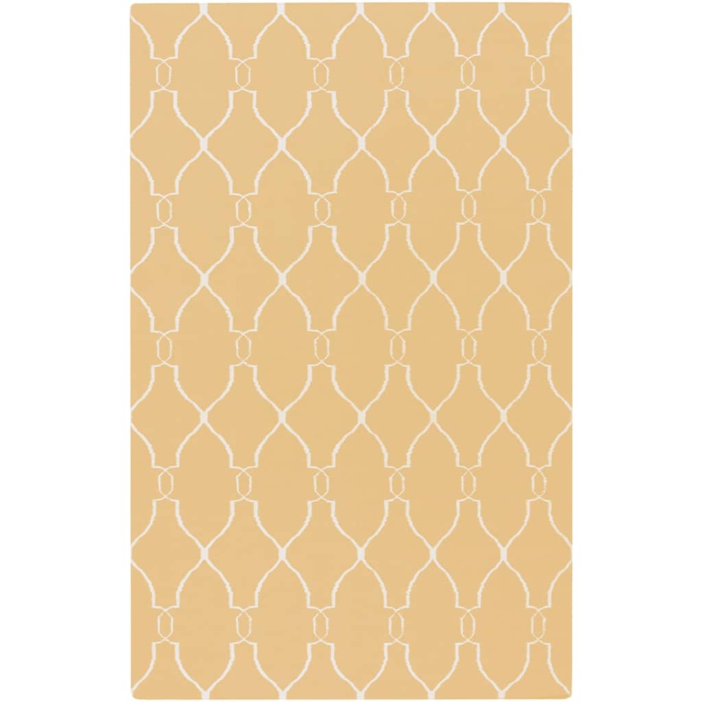 Hand-woven Min Sunflower Yellow Flatweave Wool Area Rug - 3'6" x 5'6" - 3'6" x 5'6"