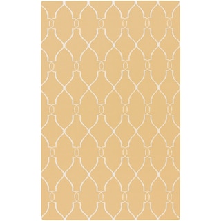 Hand-woven Min Sunflower Yellow Flatweave Wool Area Rug - 3'6" x 5'6" - 3'6" x 5'6"