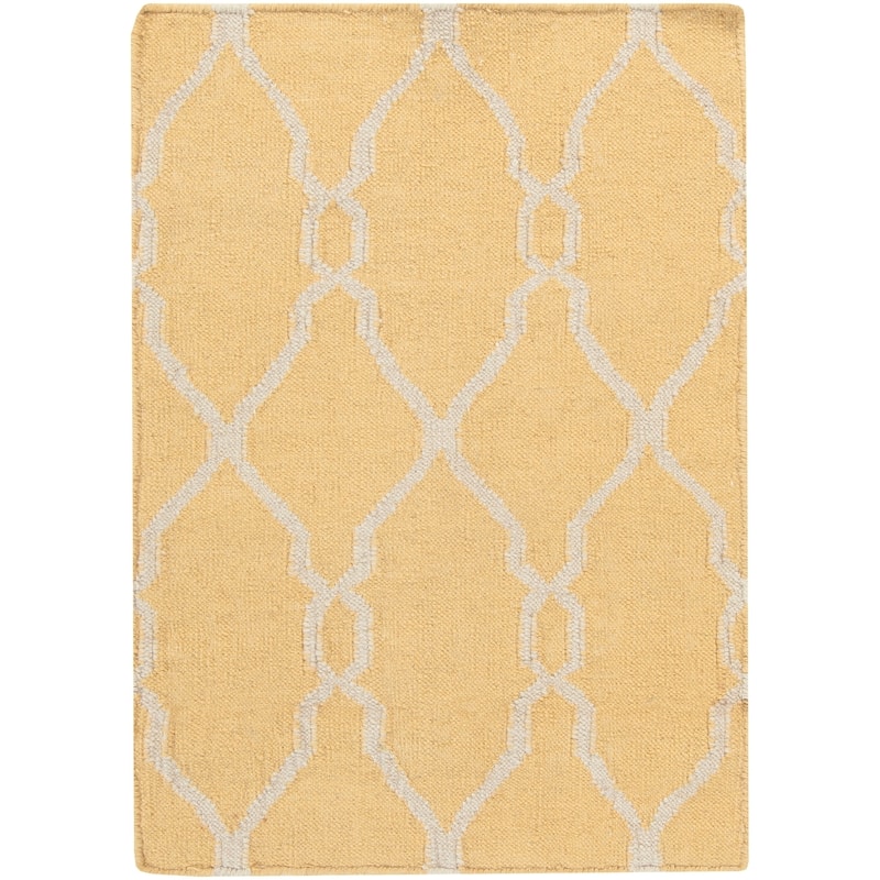 Hand-woven Min Sunflower Yellow Flatweave Wool Area Rug - 3'6" x 5'6" - 3'6" x 5'6"