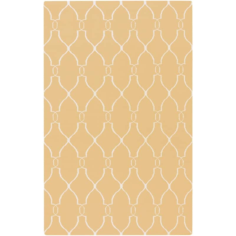 Hand-woven Min Sunflower Yellow Flatweave Wool Area Rug - 3'6" x 5'6" - 3'6" x 5'6"