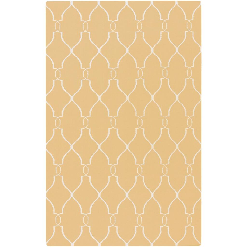 Hand-woven Min Sunflower Yellow Flatweave Wool Area Rug - 3'6" x 5'6" - 3'6" x 5'6"