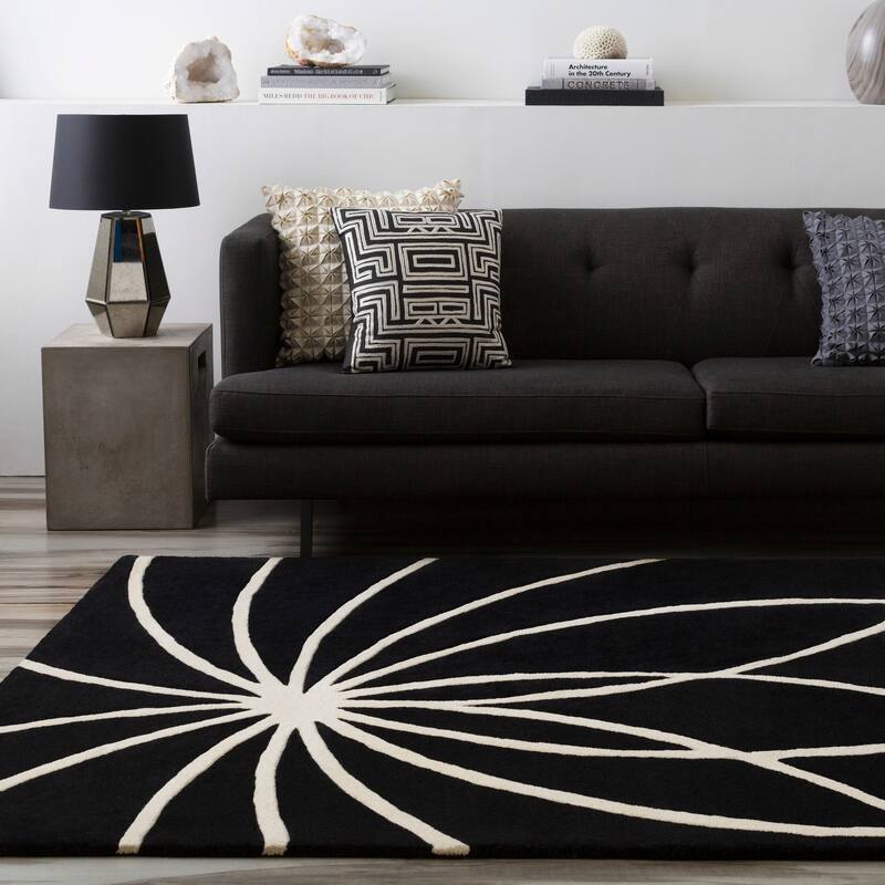 Chamba Handmade Transitional Wool Area Rug - 8' x 10' Kidney - Black