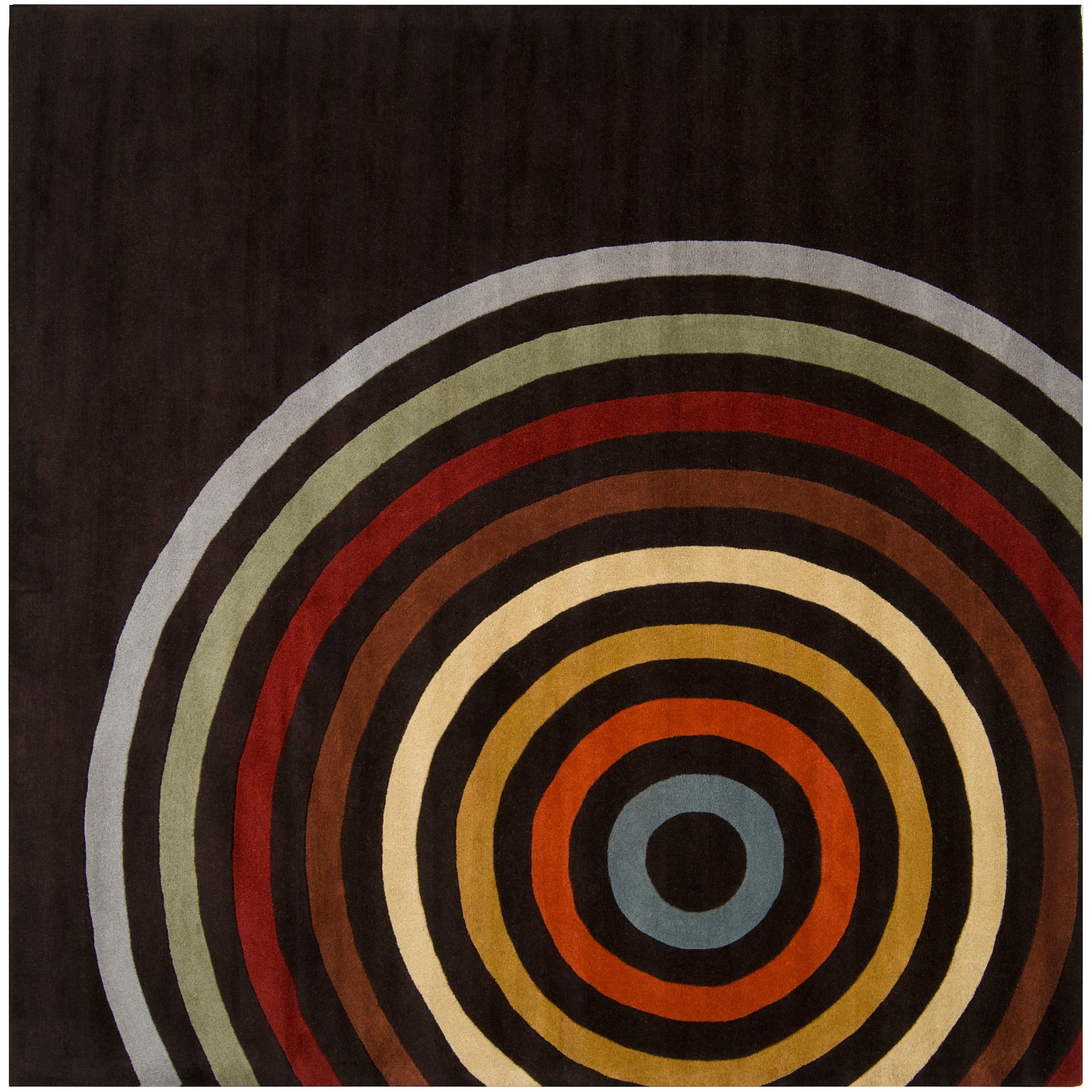 Hand tufted Black Contemporary Multi Colored Circles Oromo Wool Geometric Rug (99 Square)