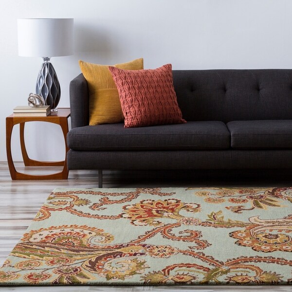Hand-tufted Seafoam Chevaliers Wool Area Rug - 5' x 8'