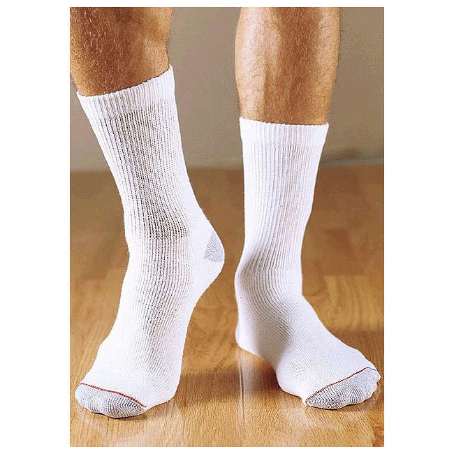 Shop Hanes Men's Cushion Crew White Socks (Pack of 3) - Free Shipping ...