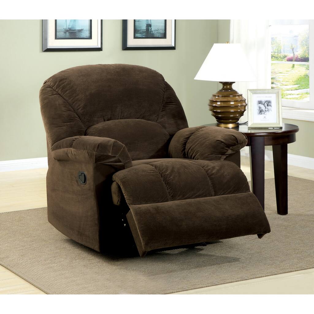 Furniture of America Harper Smooth Cocoa Brown Bella Upholstery Recliner Chair