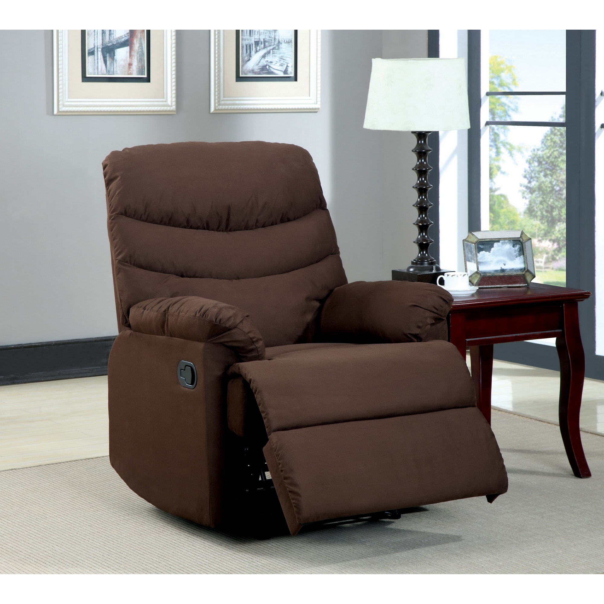 Shop Dalton Dark Brown Microfiber Recliner Chair Free Shipping Today
