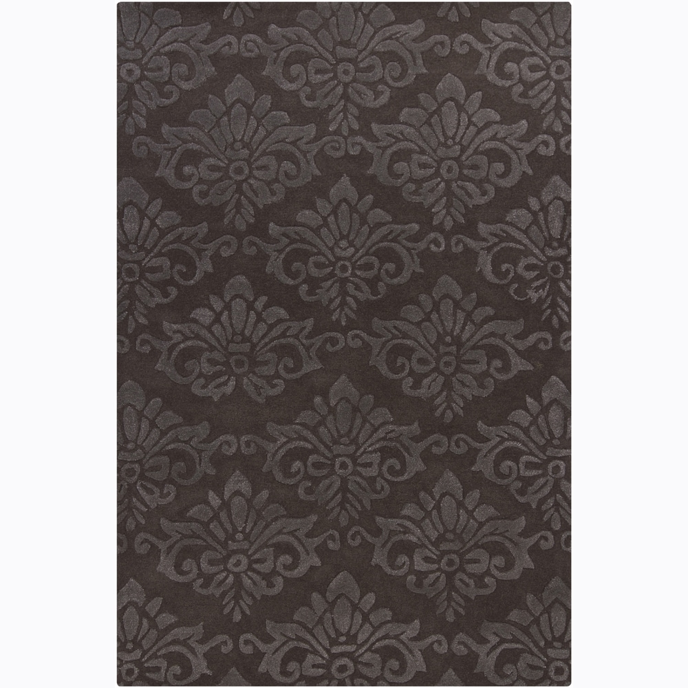 Hand tufted Mandara Floral Brown Wool Rug (79 X 106)