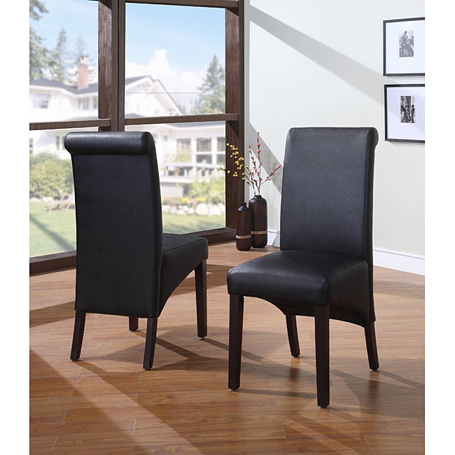 Sleigh Back Black Parsons Chair (set Of 2)