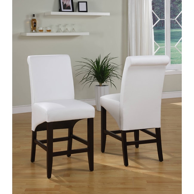 Sleigh Back White Counter Stool (set Of 2)