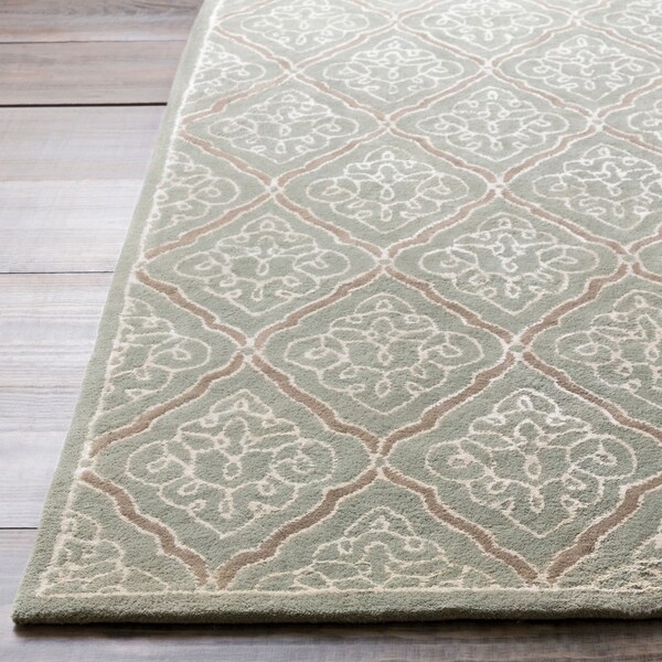 Handtufted Grey Gamal Geometric Wool Area Rug 3'3" x 5'3" On Sale