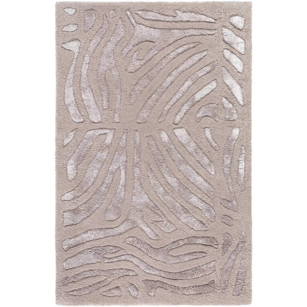 Hand-tufted Grey Zebra Animal Print Lourve Wool Area Rug - 2' x 3'