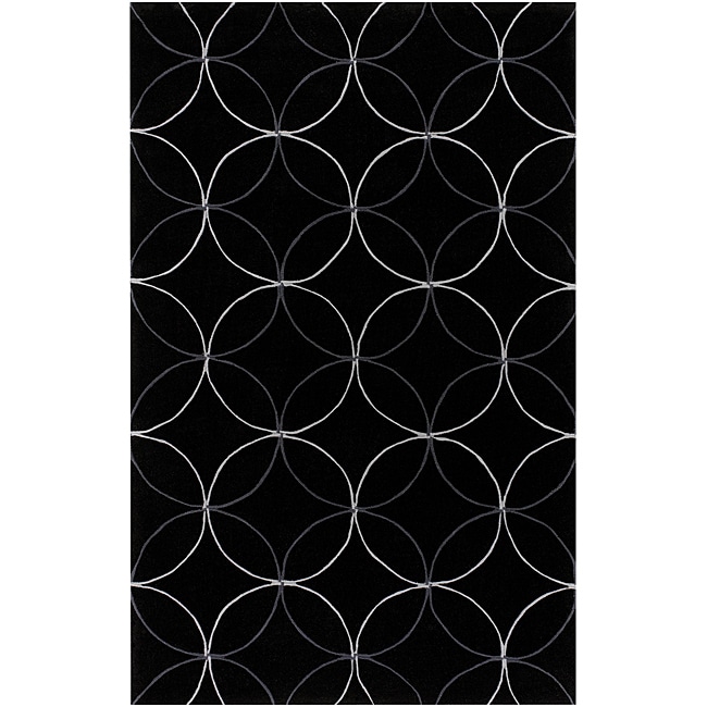 Hand tufted Contemporary Buning Black Geometric Abstract Rug (2 X 3)