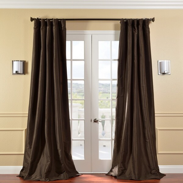 Exclusive Fabrics Solid Faux Silk Taffeta Latte 96-inch Curtain Panel