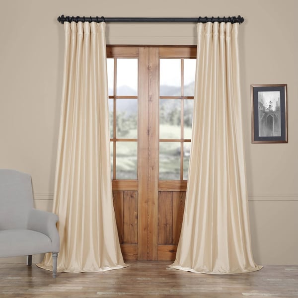 Shop Exclusive Fabrics Solid Antique Beige Faux Silk Taffeta Curtain ...