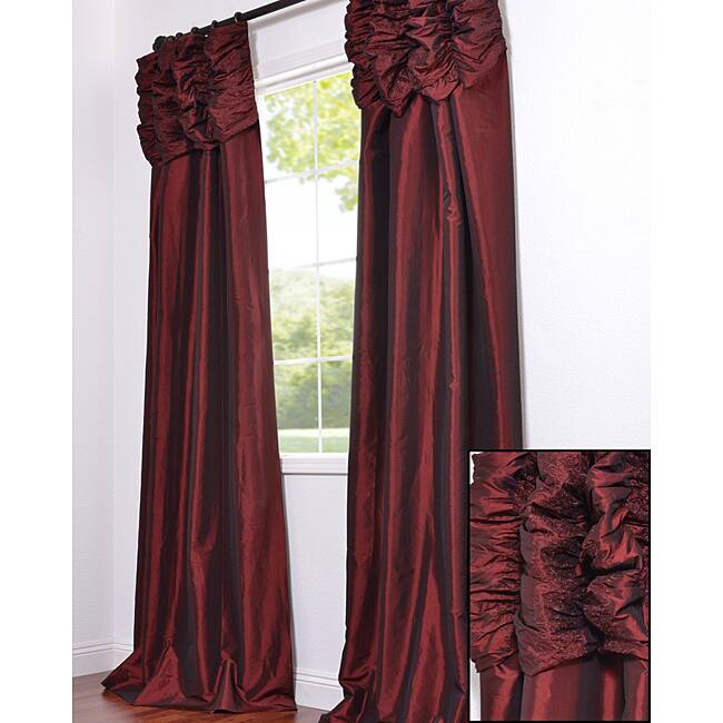 Exclusive Fabrics Ruched Syrah Faux Silk Taffeta 96-inch Curtain (1 Panel) - 50 X 96