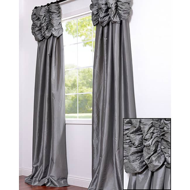 Exclusive Fabrics Ruched Platinum Faux Silk Taffeta 120-inch Curtain (1 Panel) - 50x120
