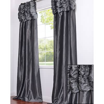 Exclusive Fabrics Ruched Graphite Faux Silk Taffeta 108-inch Curtain (1 Panel) - 50 X 108
