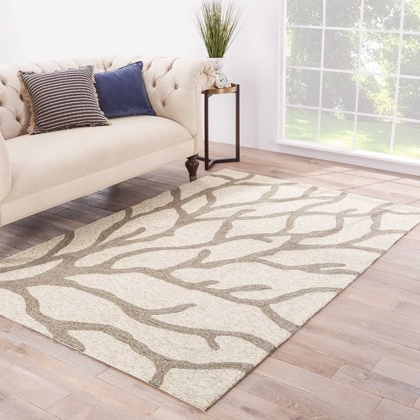 Havenside Home Nantucket Indoor/ Outdoor Abstract White/ Grey Area Rug - 7'6 x 9'6