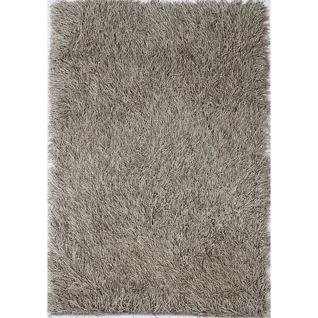 Hand woven Polyester Grey Shag Rug (2 X 3)