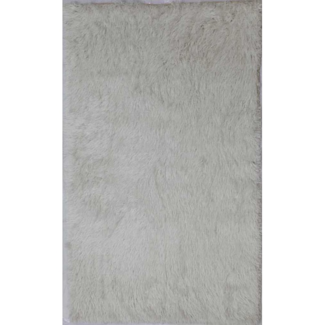 Hand woven White Shag Rug (5 X 8)